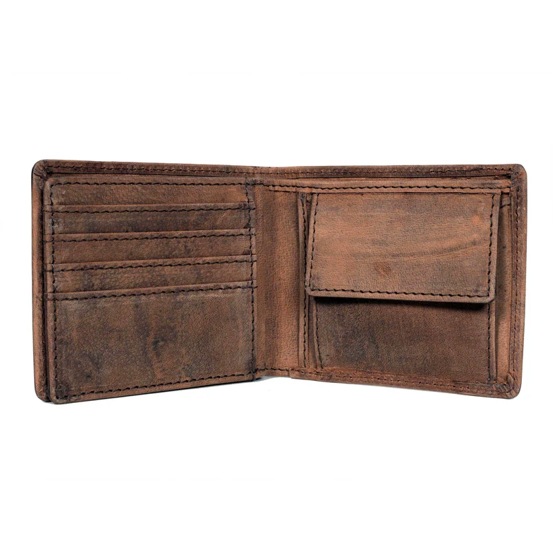 Men's Bifold Leather Wallet - Brown