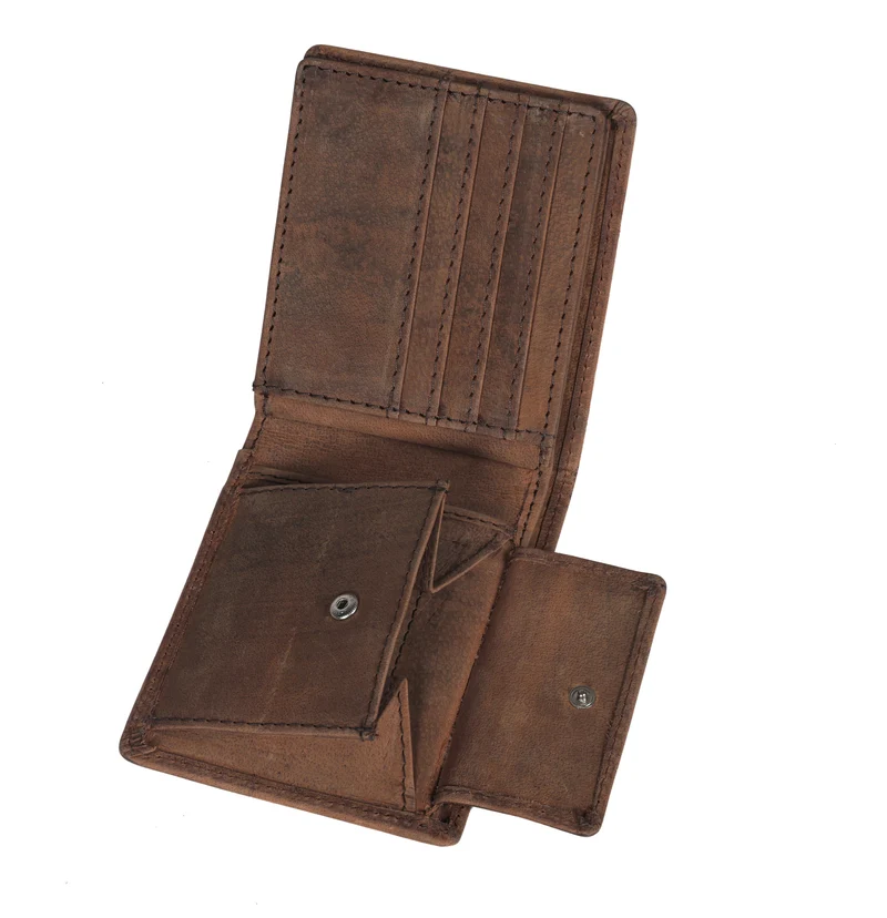 Men's Bifold Leather Wallet - Brown