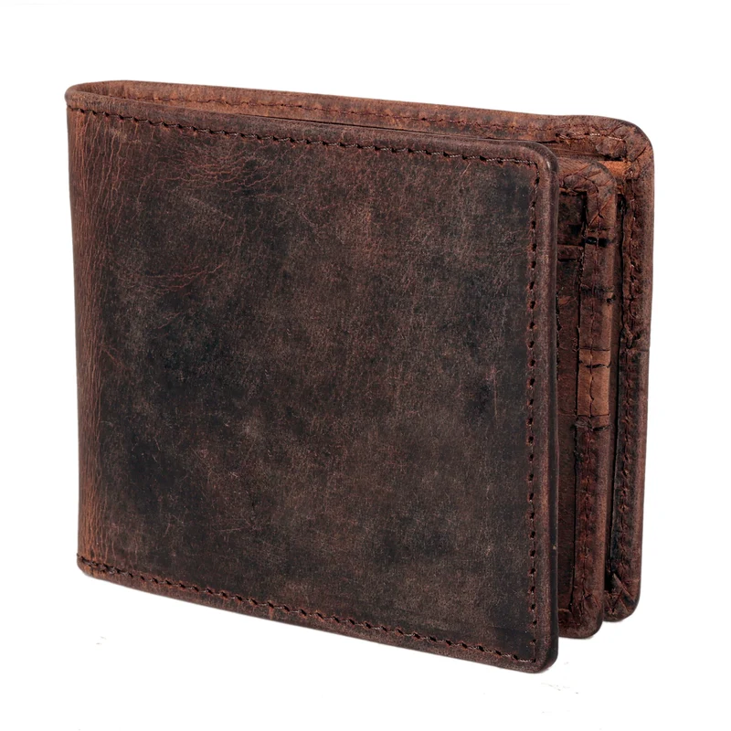 Men's Bifold Leather Wallet - Brown