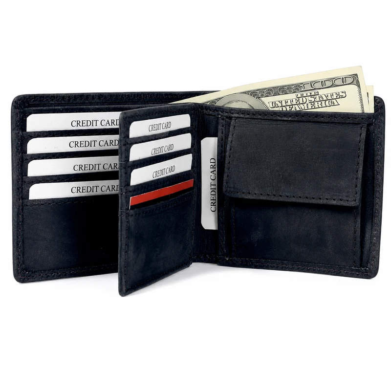 Men's Bifold Leather Wallet - Brown