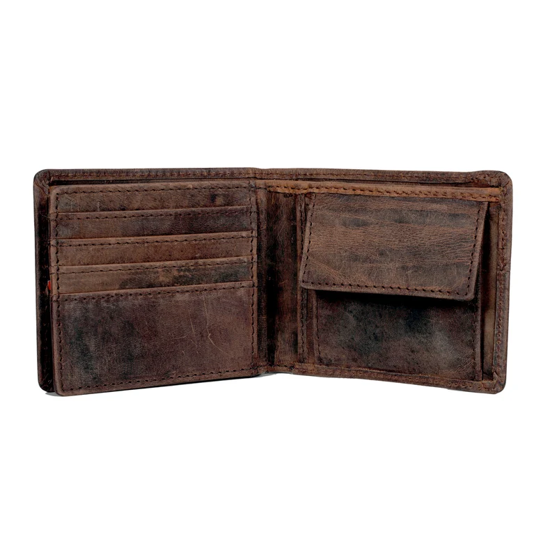 Men's Bifold Leather Wallet - Brown