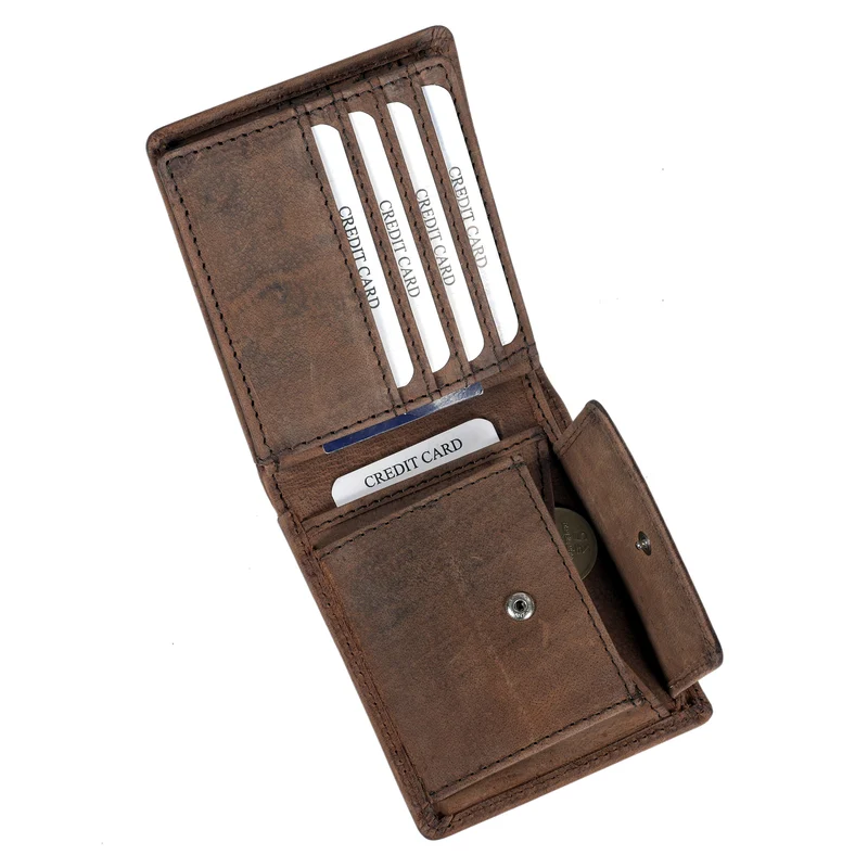 Men's Bifold Leather Wallet - Brown