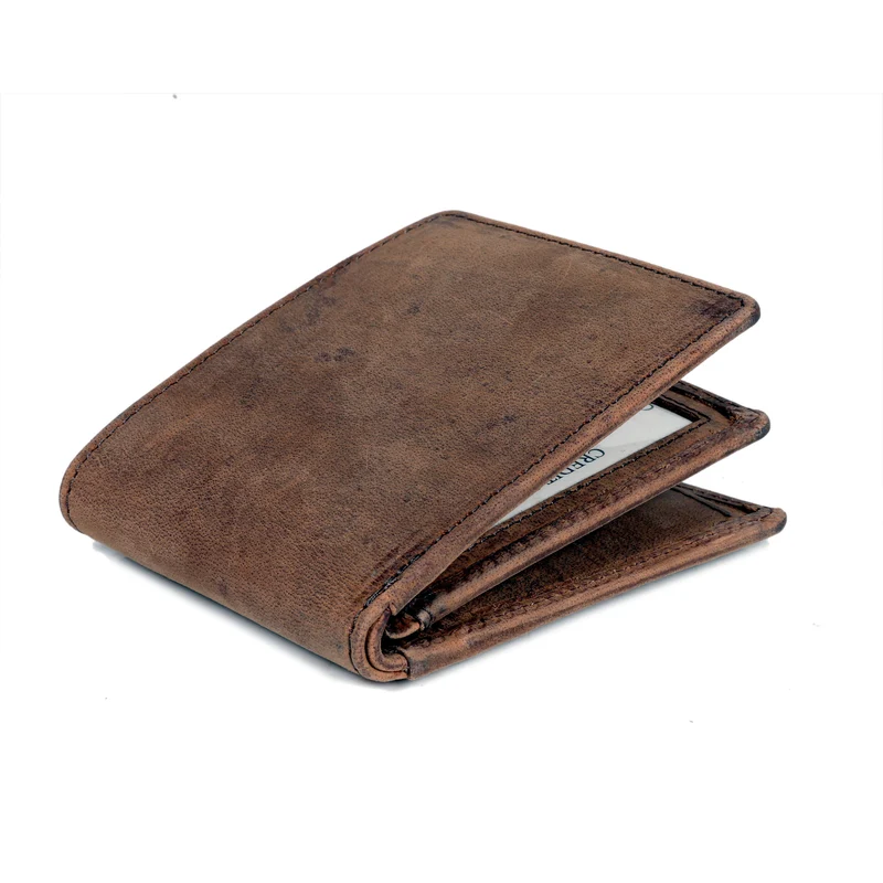 Men's Bifold Leather Wallet - Brown