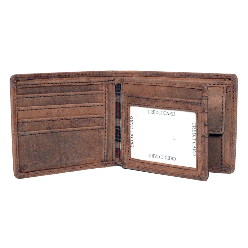 Men's Bifold Leather Wallet - Brown