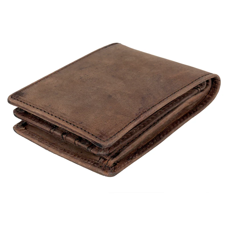 Men's Bifold Leather Wallet - Brown