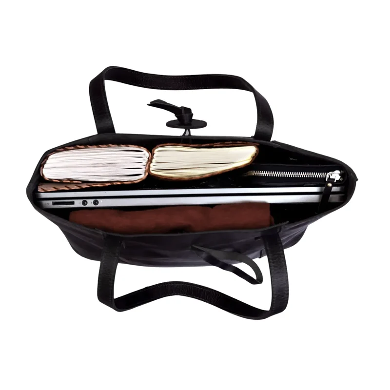 Verona Leather Tote Bag Combo for Women - Black