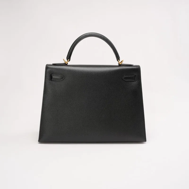 Hermès Kelly Sellier 32 Epsom Leder R Square Schwarz 2014