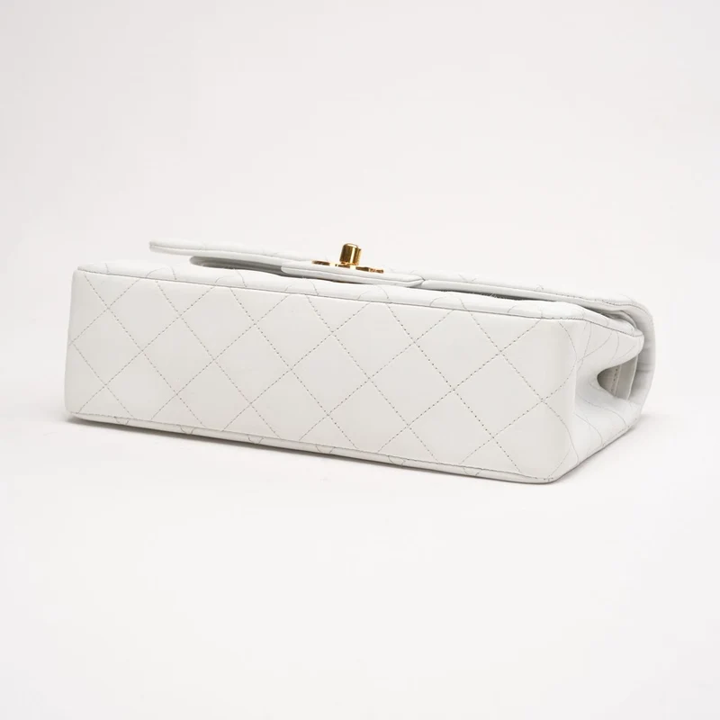 Chanel Vintage Classic Double Flap Bag Weiß 1996