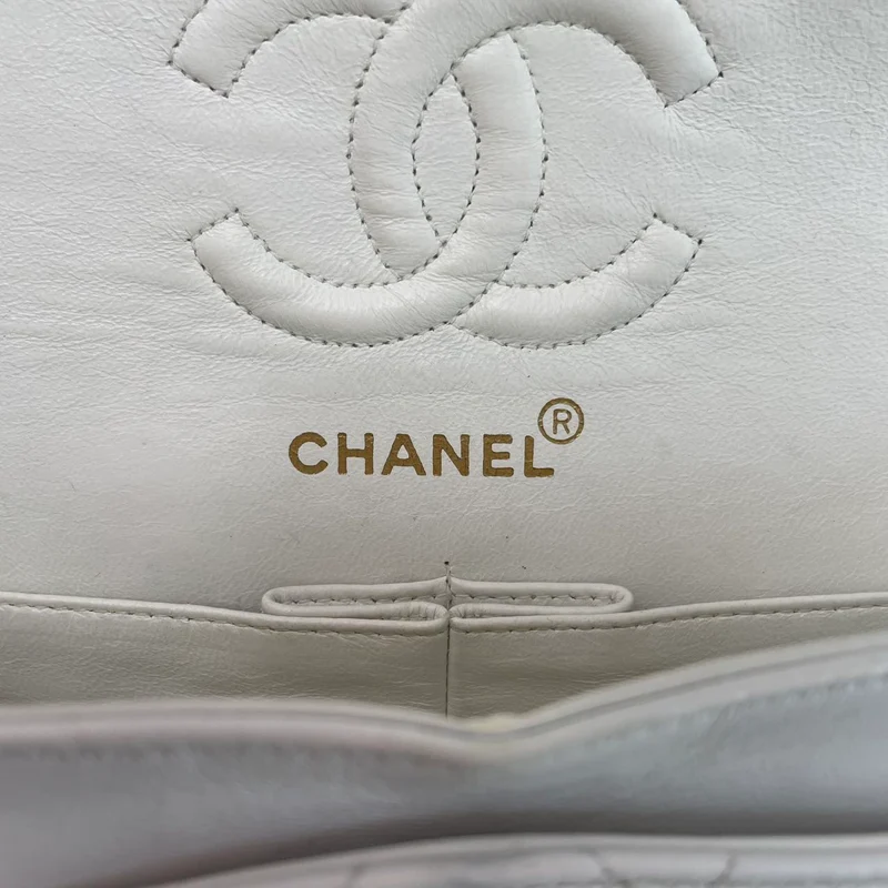 Chanel Vintage Classic Double Flap Bag Weiß 1996