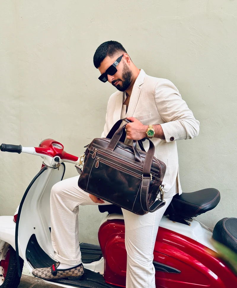 Everett Buffalo Leather Briefcase