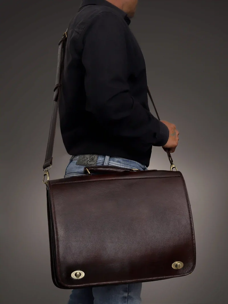 Holden Wine Buffalo Leather Briefcase