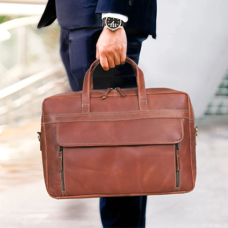 Graham Tan Leather Briefcase