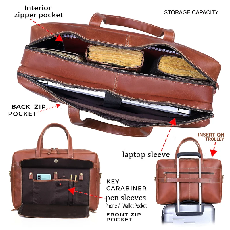 Graham Tan Leather Briefcase