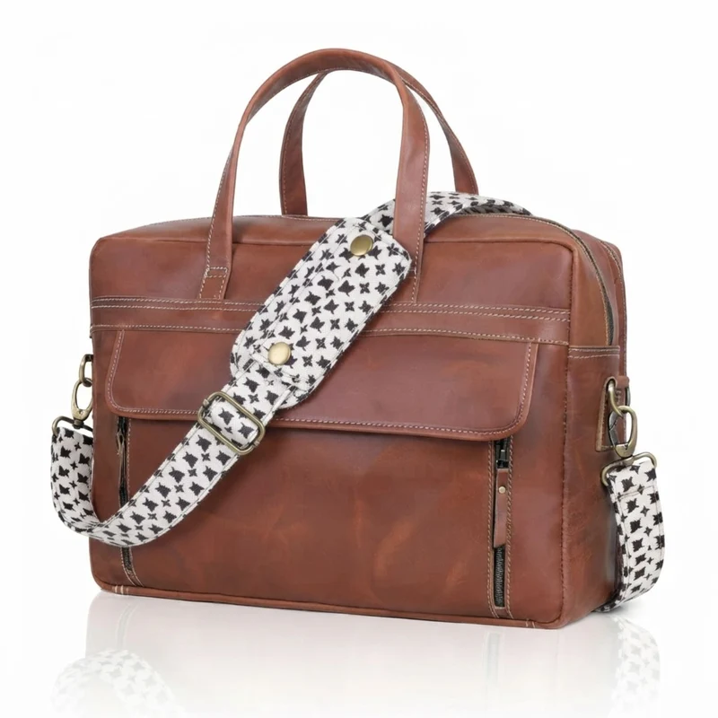 Graham Tan Leather Briefcase