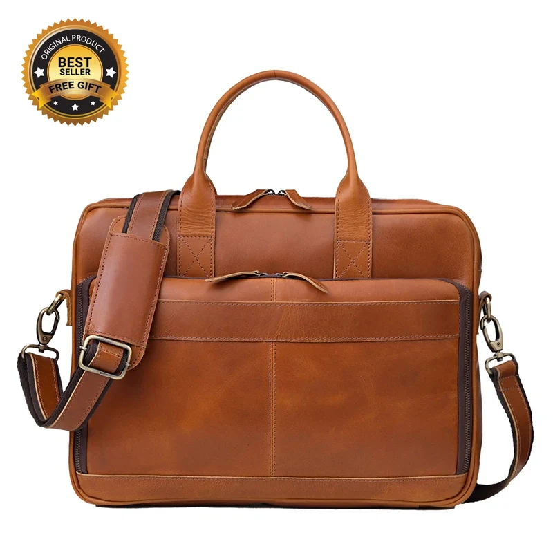 Parker Tan Leather Briefcase