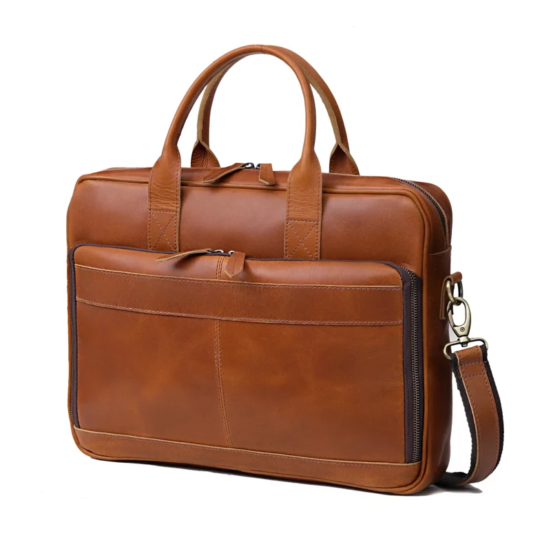 Parker Tan Leather Briefcase