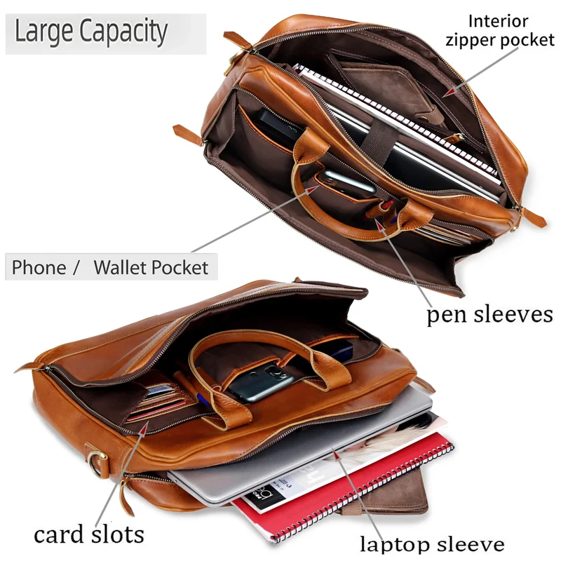 Parker Tan Leather Briefcase