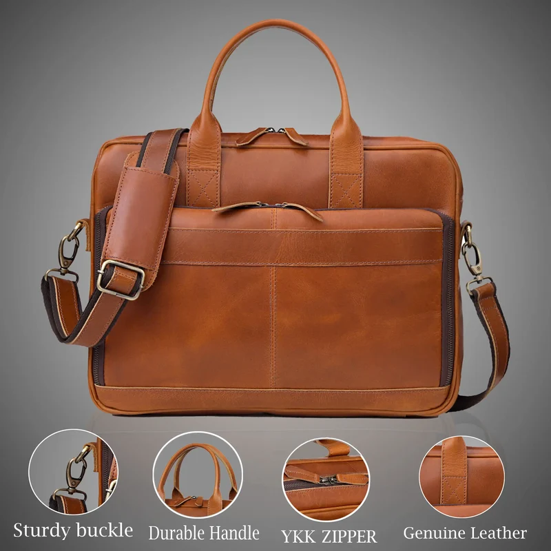 Parker Tan Leather Briefcase