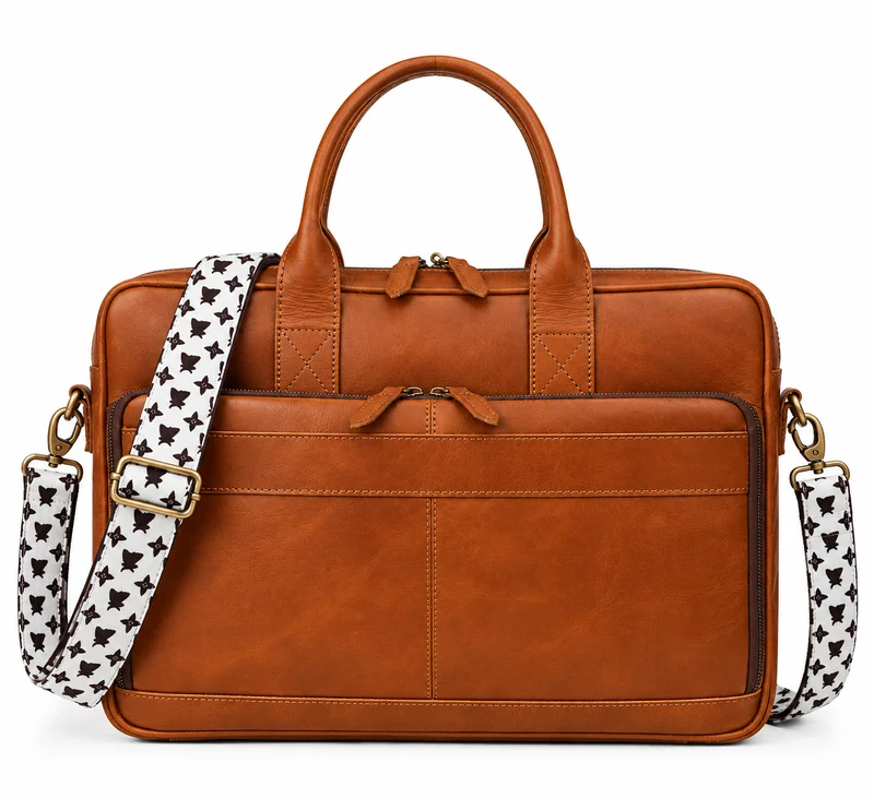 Parker Tan Leather Briefcase
