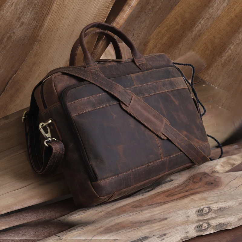 Parker Brown Buffalo Leather Briefcase