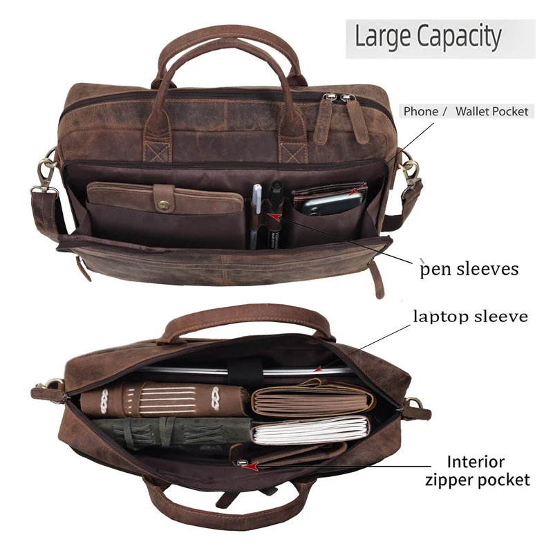 Parker Brown Buffalo Leather Briefcase