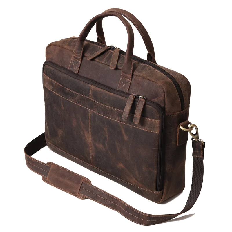 Parker Brown Buffalo Leather Briefcase