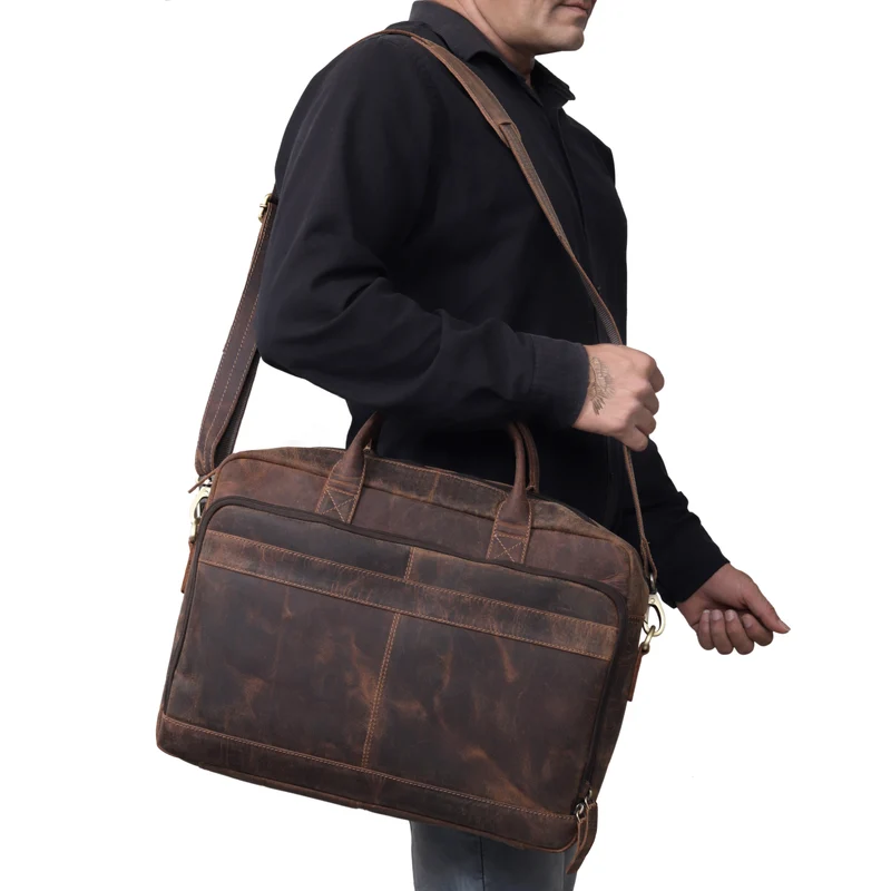 Parker Brown Buffalo Leather Briefcase