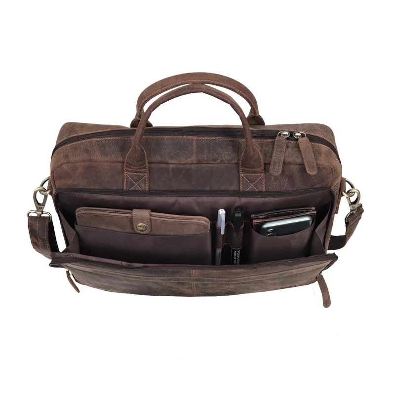 Parker Brown Buffalo Leather Briefcase