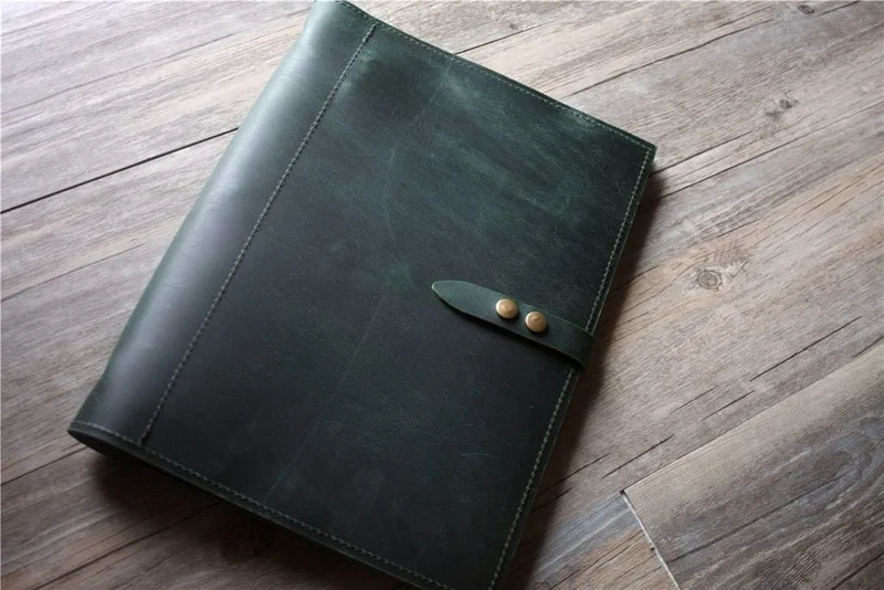 LeatherNeo Personalized Green Leather Zipper Organizer Purse – Handcrafted Document & Card Holder