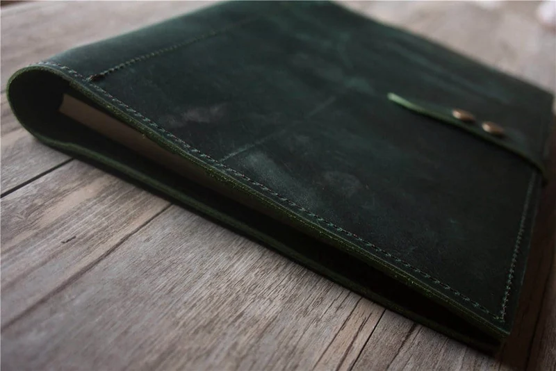 LeatherNeo Personalized Green Leather Zipper Organizer Purse – Handcrafted Document & Card Holder