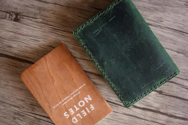 Personalized Rustic Green Full Grain Leather Passport Sleeve Cover