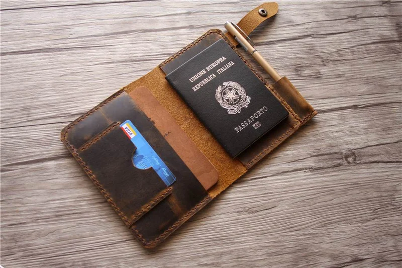 Handmade Full Grain Leather Passport Holder Wallet – Personalized
