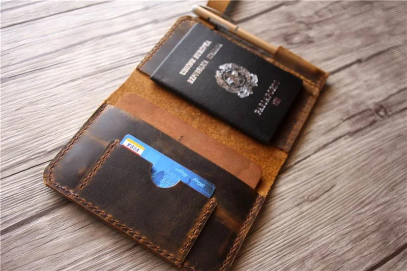 Handmade Full Grain Leather Passport Holder Wallet – Personalized