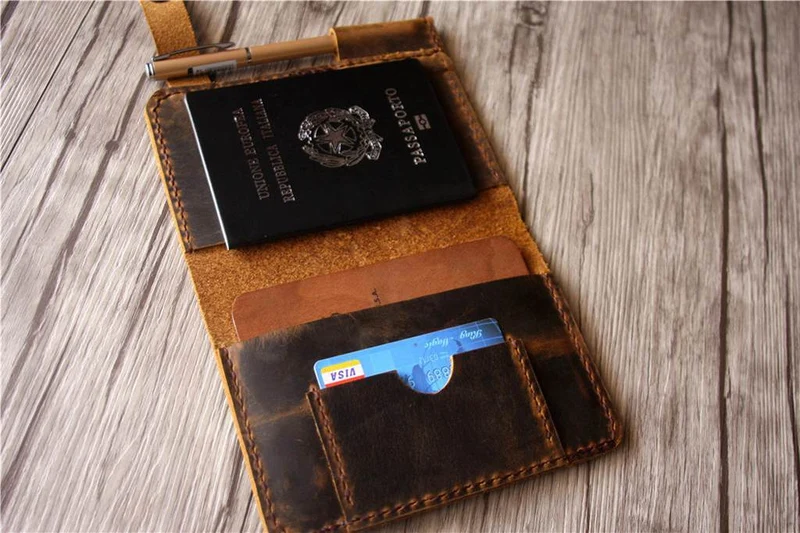 Handmade Full Grain Leather Passport Holder Wallet – Personalized
