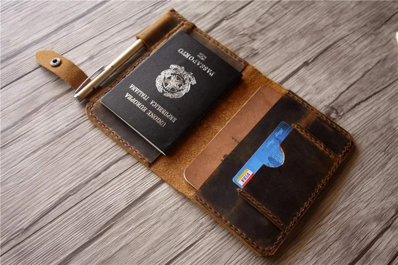 Handmade Full Grain Leather Passport Holder Wallet – Personalized