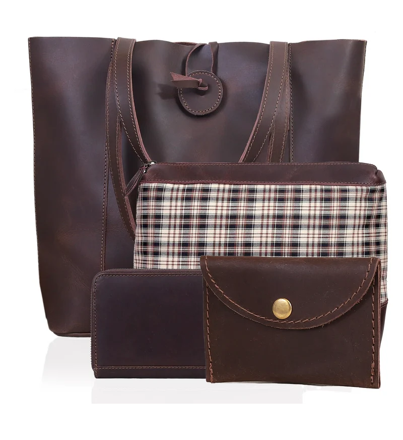Verona Leather Tote Bag for Women - Burgundy