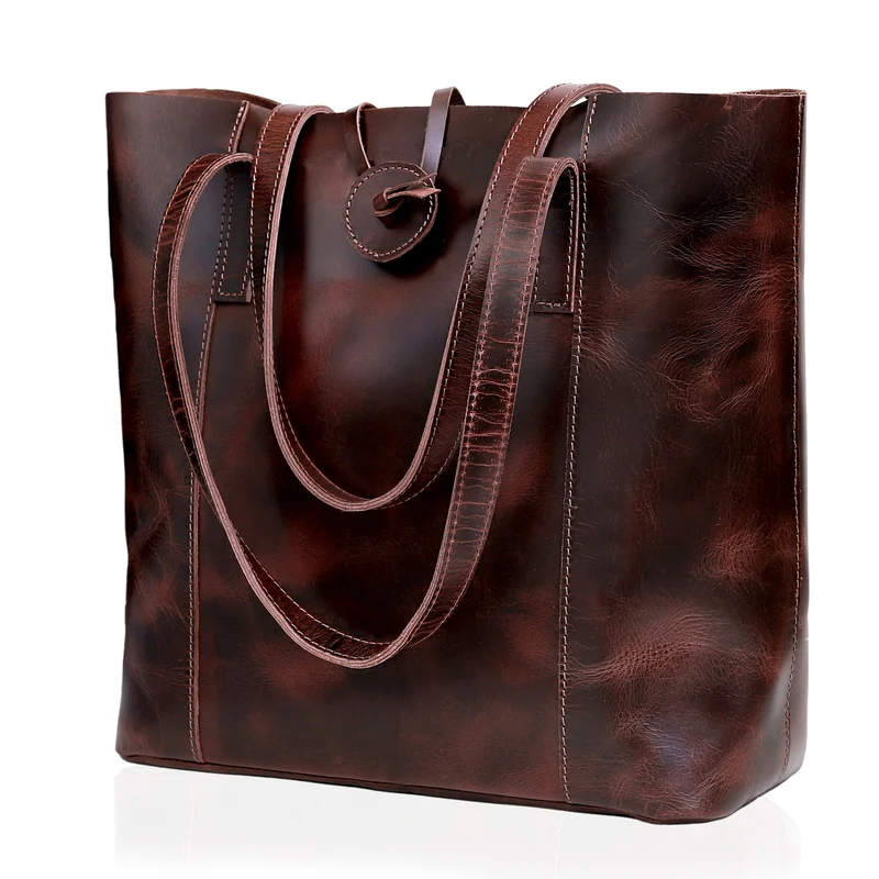 Verona Leather Tote Bag for Women - Burgundy