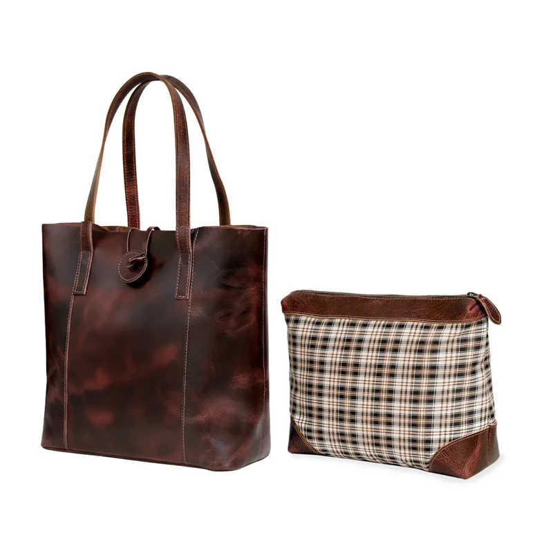 Verona Leather Tote Bag Combo for Women - Burgundy