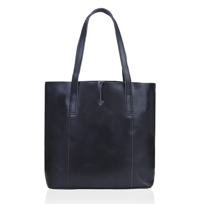 Verona Leather Tote Bag for Women - Black