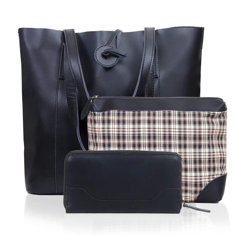 Verona Leather Tote Bag for Women - Black