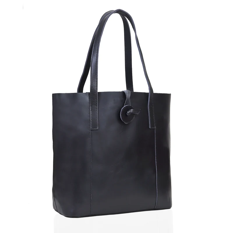 Verona Leather Tote Bag for Women - Black
