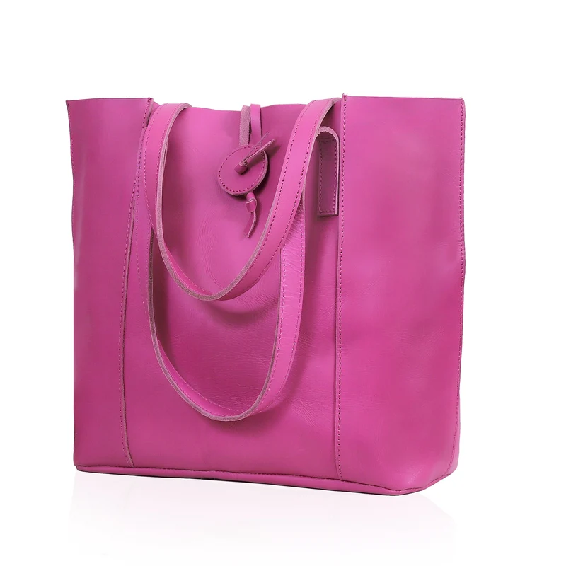 Verona Leather Tote Bag for Women - Pink