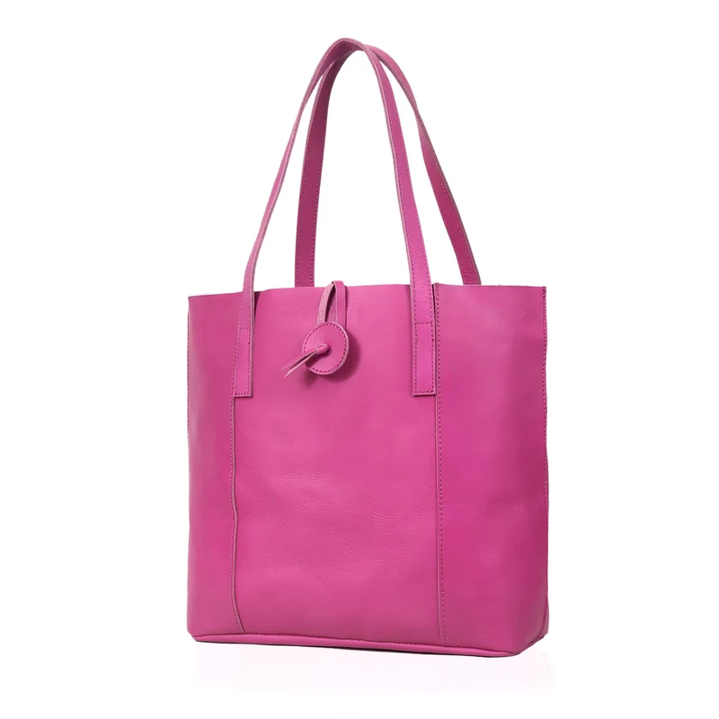 Verona Leather Tote Bag for Women - Pink