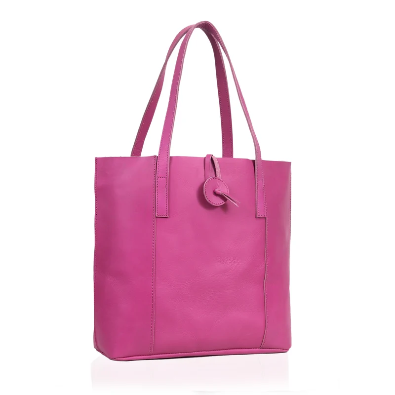 Verona Leather Tote Bag for Women - Pink