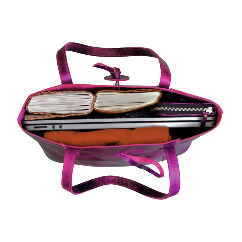 Verona Leather Tote Bag for Women - Pink