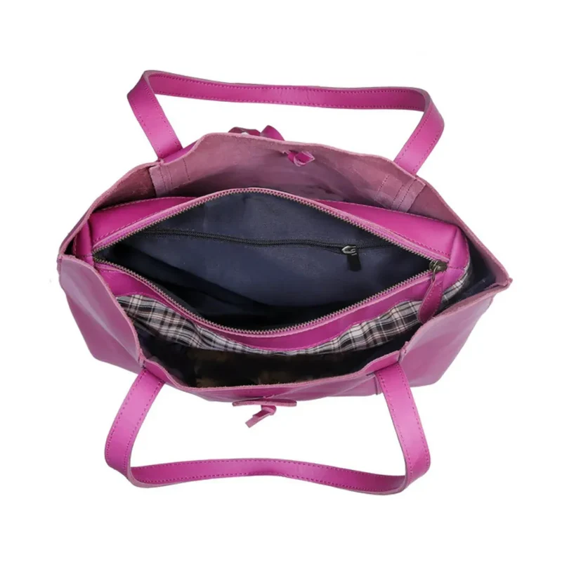 Verona Leather Tote Bag for Women - Pink