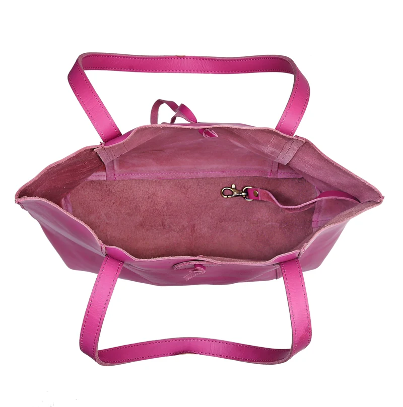 Verona Leather Tote Bag for Women - Pink