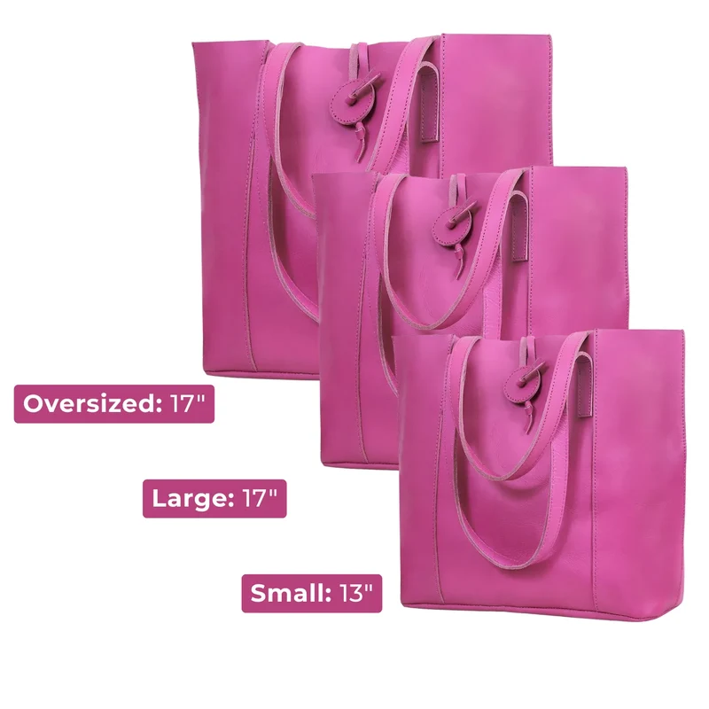 Verona Leather Tote Bag for Women - Pink