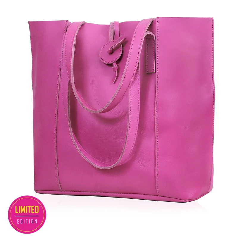 Verona Leather Tote Bag for Women - Pink