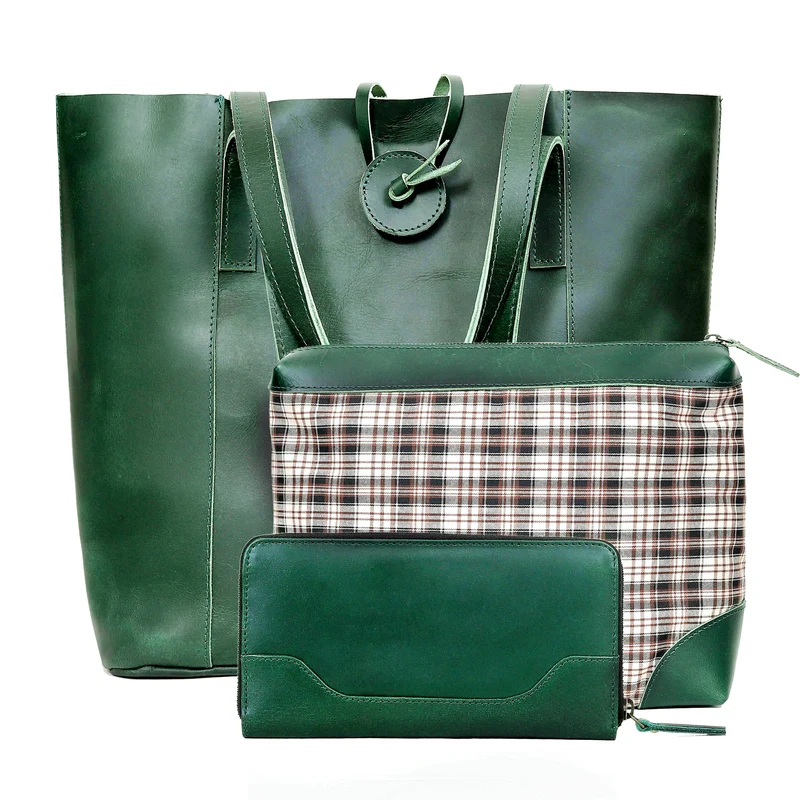 Verona Leather Tote Bag for Women - Green
